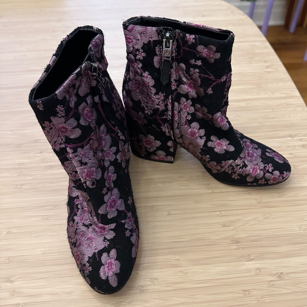 Sam Edelman Embossed Floral Ankle Boots
